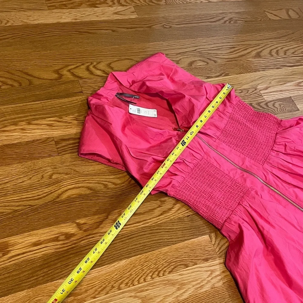 Anthropologie The Tommie Cap-Sleeve Smocked Front-Zip Shirt Dress Size LP NWT - Picture 8 of 12